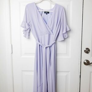 Lulu’s For the Frills Lavender High-Low Wrap Dress Size M - stain mark